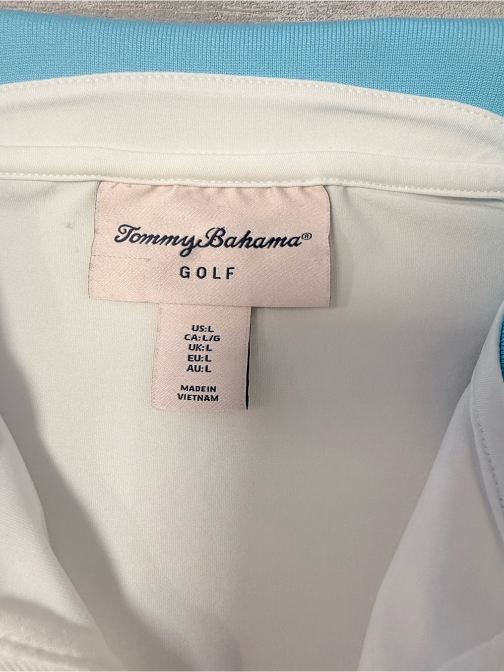 Tommy Bahama Golf Women’s White Blue Performance Polo Shirt Size Large - Picture 7 of 8